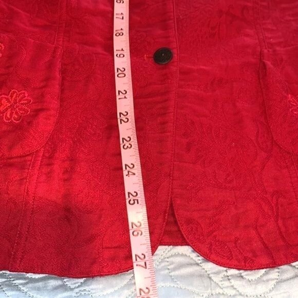 Coldwater Creek Red Embroidered Button-Front Jacket Womens Size 20 Cotton/Polyes - Picture 14 of 14